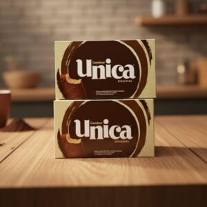 Caja de barras Gandour Unica Original x 24 unidades, presentación en color marrón y beige.