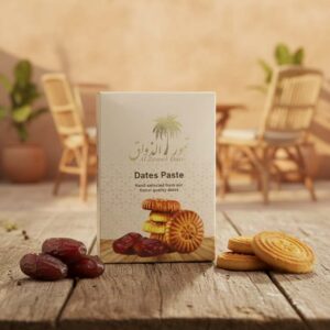 caja blanca pasta de datiles Al Zawáq endulzante natural, dátiles enteros, galletas árabes rellenas (Ma'amoul), cocina saludable