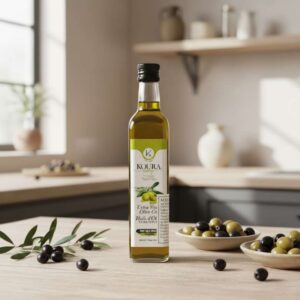 Aceite de oliva extra virgen libanés, prensado en frío y de sabor fresco y equilibrado. Perfecto para ensaladas, dips y preparaciones gourmet. Botella de 250 ml.