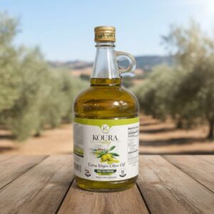 Botella de 3 litros de aceite de oliva extra virgen Koura Valley primera prensada en frío.