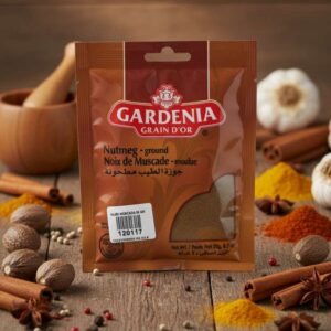 Empaque de 50 g de nuez moscada molida Gardenia Grain d’Or.