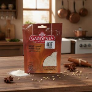 Paquete de Mahleb molido Gardenia Grain D'Or de 20g, especia libanesa para repostería.