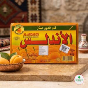 Empaque de Al-Andalos Extra Kamredeen de 400 gramos, lámina de pasta de albaricoque deshidratado tradicional