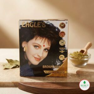 Caja de Henna Eagle's en tono Brown (Marrón) con la imagen de una mujer con cabello castaño oscuro.